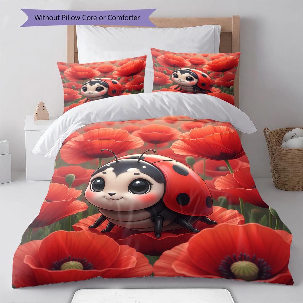 Pościel z wzorem kreskówkowym Zestaw kołdry Poszewka na kołdrę Poszewka na poduszkę Dekoracja domu Prezent urodzinowy (1 * poszwa na kołdrę + 2 * poszewki na poduszki, bez rdzenia)