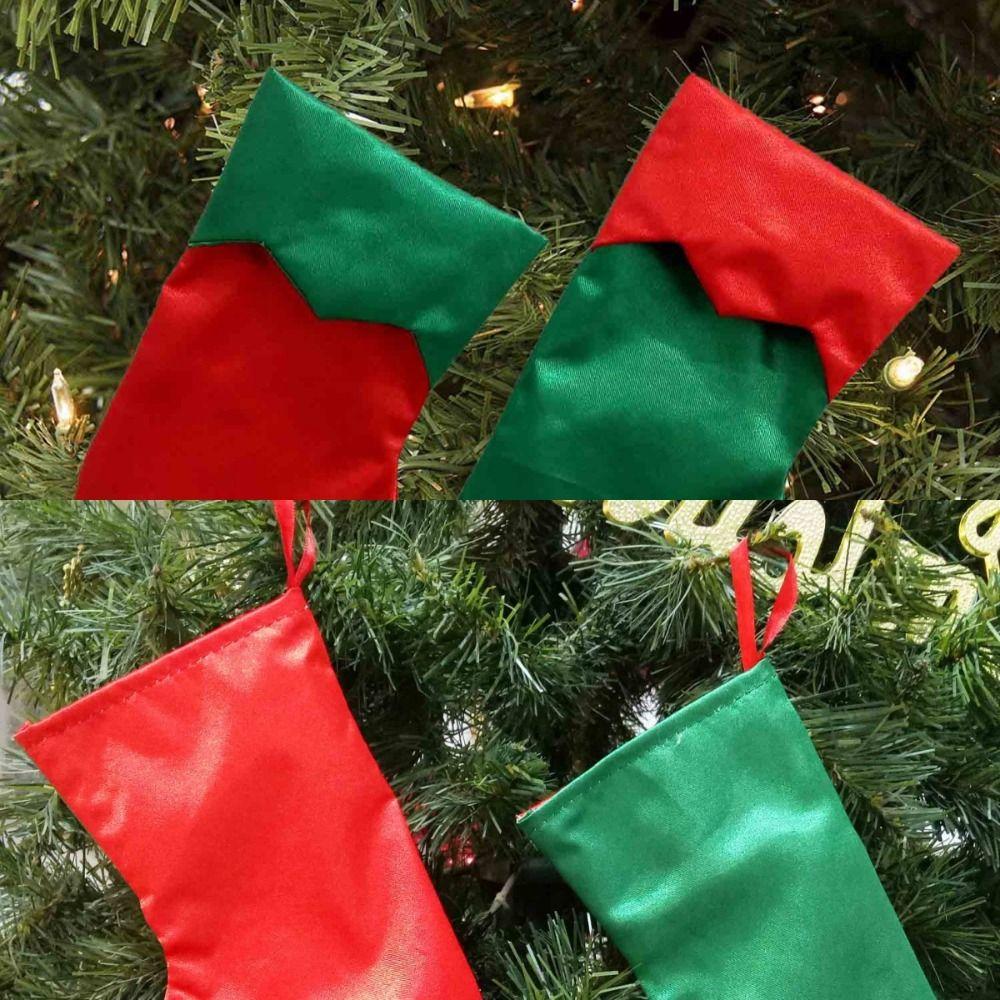 Simple Christmas Socks Red & Green Christmas Stockings Navidad Candy Gift Bags  Festive Xmas Tree