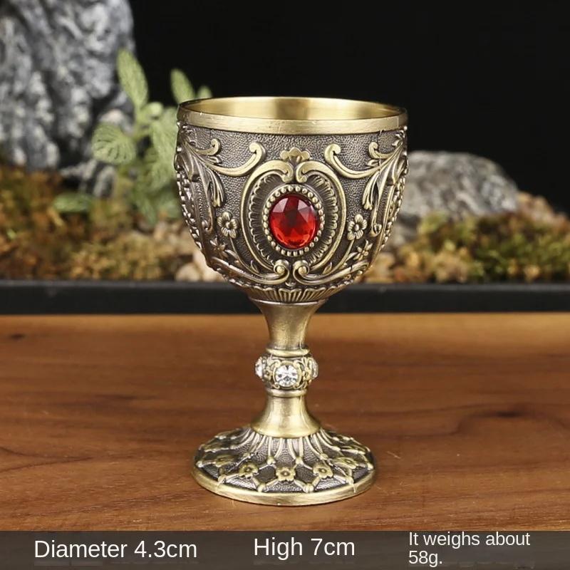 Embossed Cup Authentic Medieval Style Jewelry Inlaid Small Goblet Household Drinking Vessel Classic Russian Wine Glass Craft