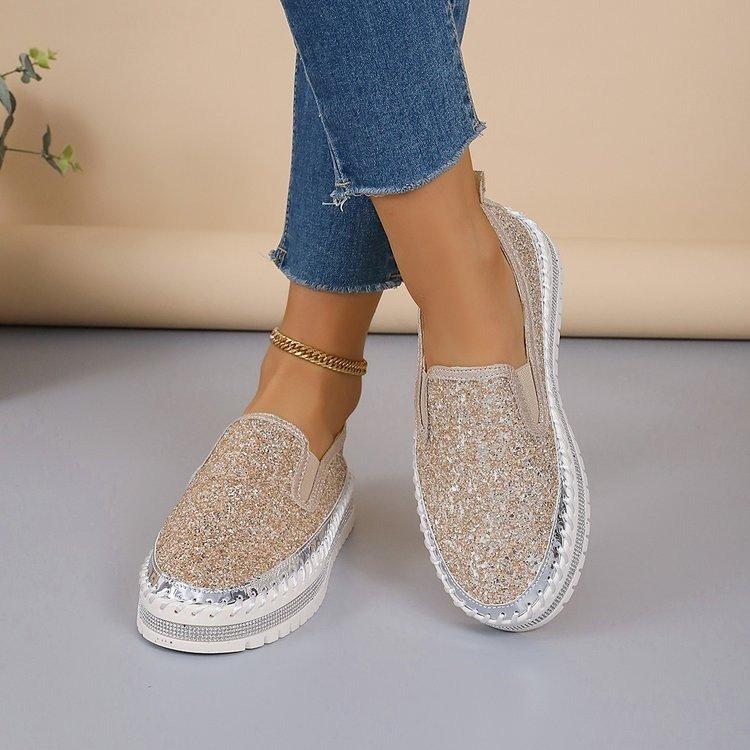 Casual large size sequined casual women's shoes autumn new comfortable platform European and American style single shoes women