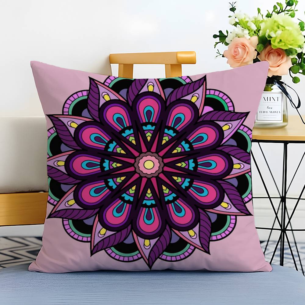Classical impression Mandala Style Pillow Case Printed Brushed Fleece Pillow Baby Skin-Touch Eco-Friendly Dye-Sublimat