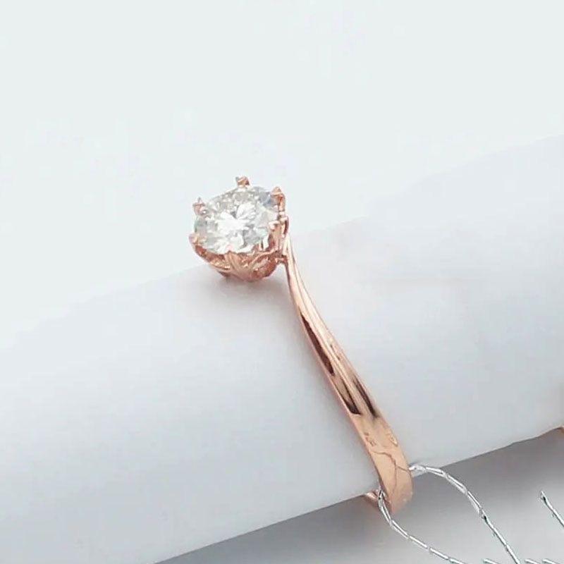 Purple Gold Zircon Six-Claw Classic Ring Rose Gold Plated Fashion Super Trendy Flash Ring Jewelry Adjustable opening