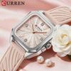 Elegant Watch for Women Luxury Dress Square Dial Silicone Strap with Luminous Hands Quartz Wristwatch