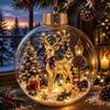 Pallina di Natale in Materiale Acrilico D9 con Design Trasparente e Pendente di Babbo Natale con Luce, Dimensione 8CM, Decorazione Natalizia da Appendere
