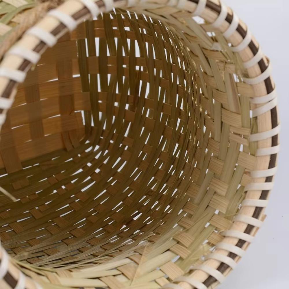 Lightweight Wicker Rattan Baskets Round Handmade Woven Storage Container Farmhouse