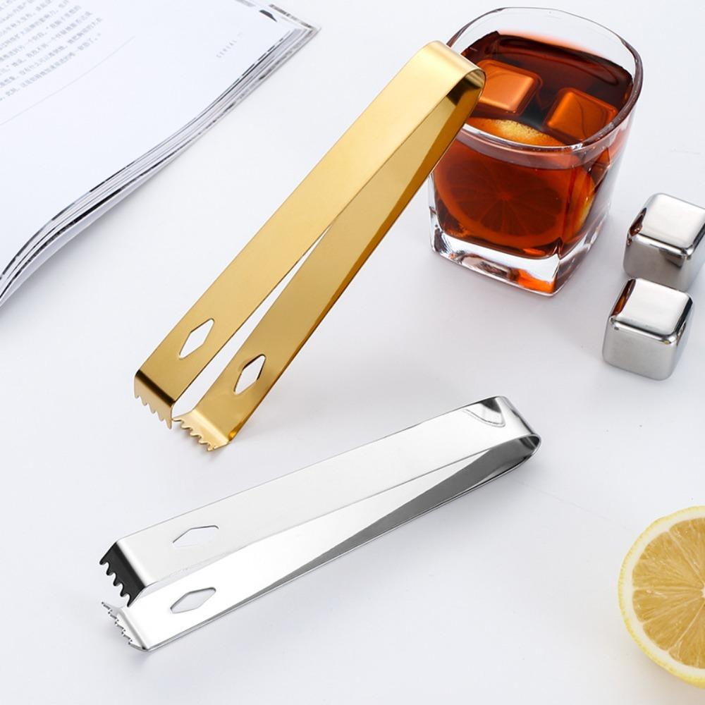 6.3" X 0.8" Ice Tong Easy Grip Metal Serving Tongs Kitchen Gadgets Mini Sugar Tongs Bar Ice Bucket