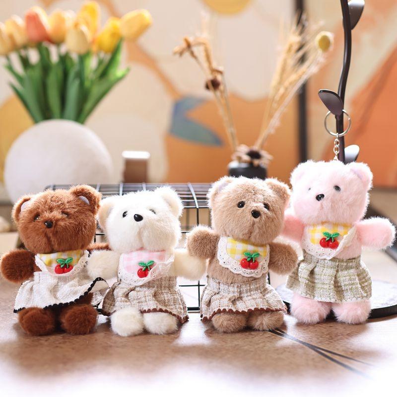 Cartoon Cute Bear With Cherry Scarf And Skirt Plush Toy Pendant Keychain