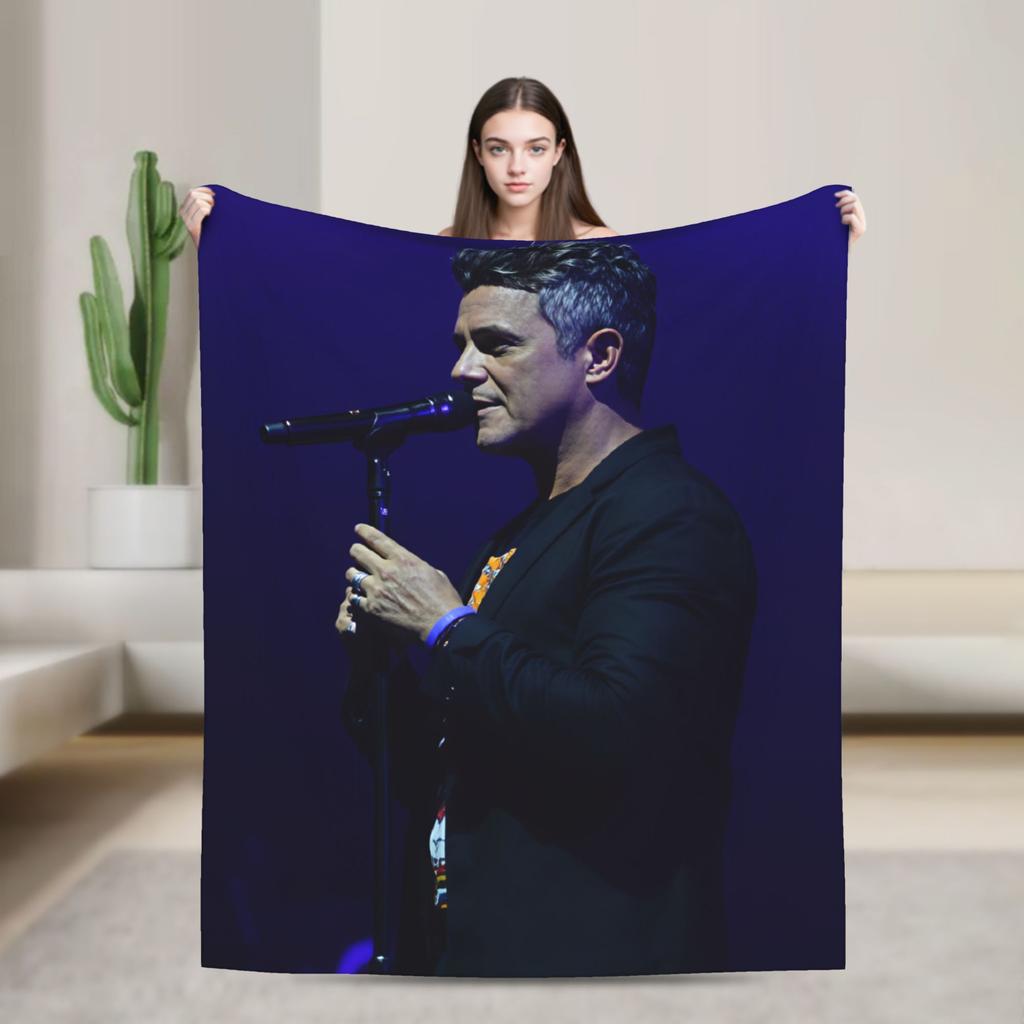 Alejandro Sanz Singer Flannel Blanket Soft Throw Blanket for Outdoor Camping Print Bedspread Sofa Bed Cover