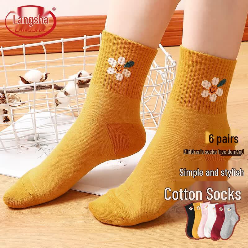 Langsha Women's 100% Cotton Mid-Calf Socks