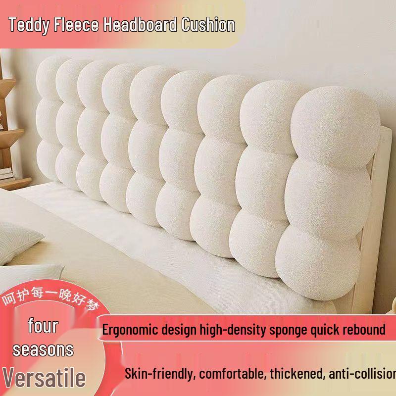 Creamy Snowball Tatami Bed Backrest Cushion: Thickened Teddy Fleece Upholstery 2024