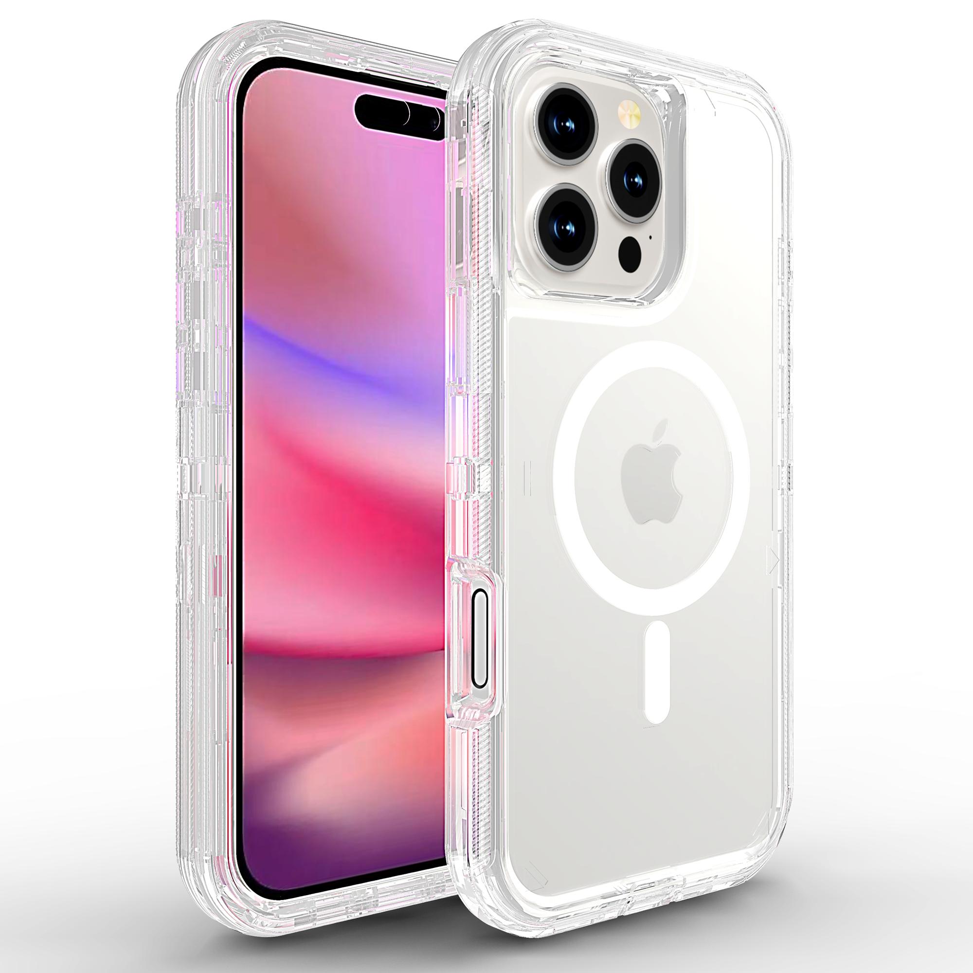 

For iPhone 16 Pro Case Compatible with MagSafe Shockproof TPU+PC Phone Back Cover Transparent