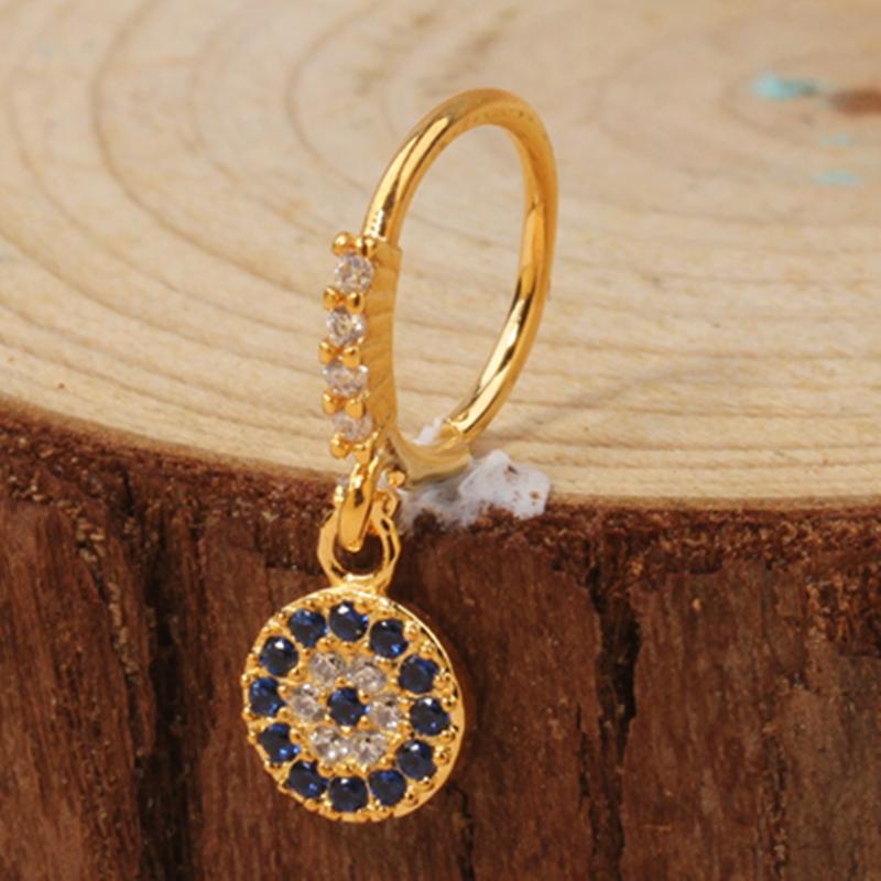 Gold Plated Pendant Nose Ring Hoop for Women Crystal Nose Hoop Protection Jewelry Nose Piercing Cartilage Earring Piercing