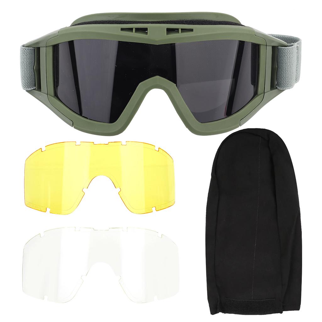 Military Standard Goggles Ergonomic Polycarbonate Lens with 2 Extra Lenses (3 Colors) Adjustable Buckles Comfor
