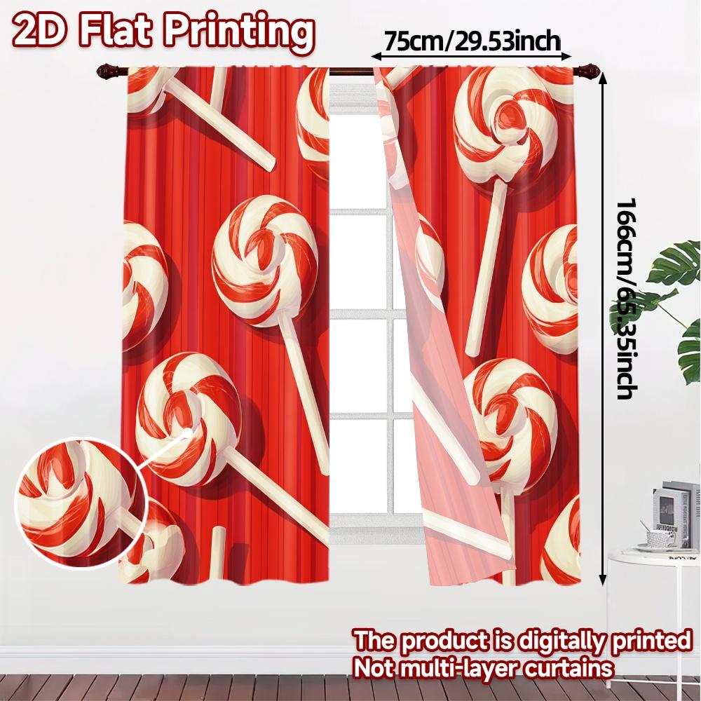 Flat Printing Jit Curtains Without Rod Candy Swirl Curtain Print Yarn Holiday Perfect Set Of 2 Modern Made Polyester Washable