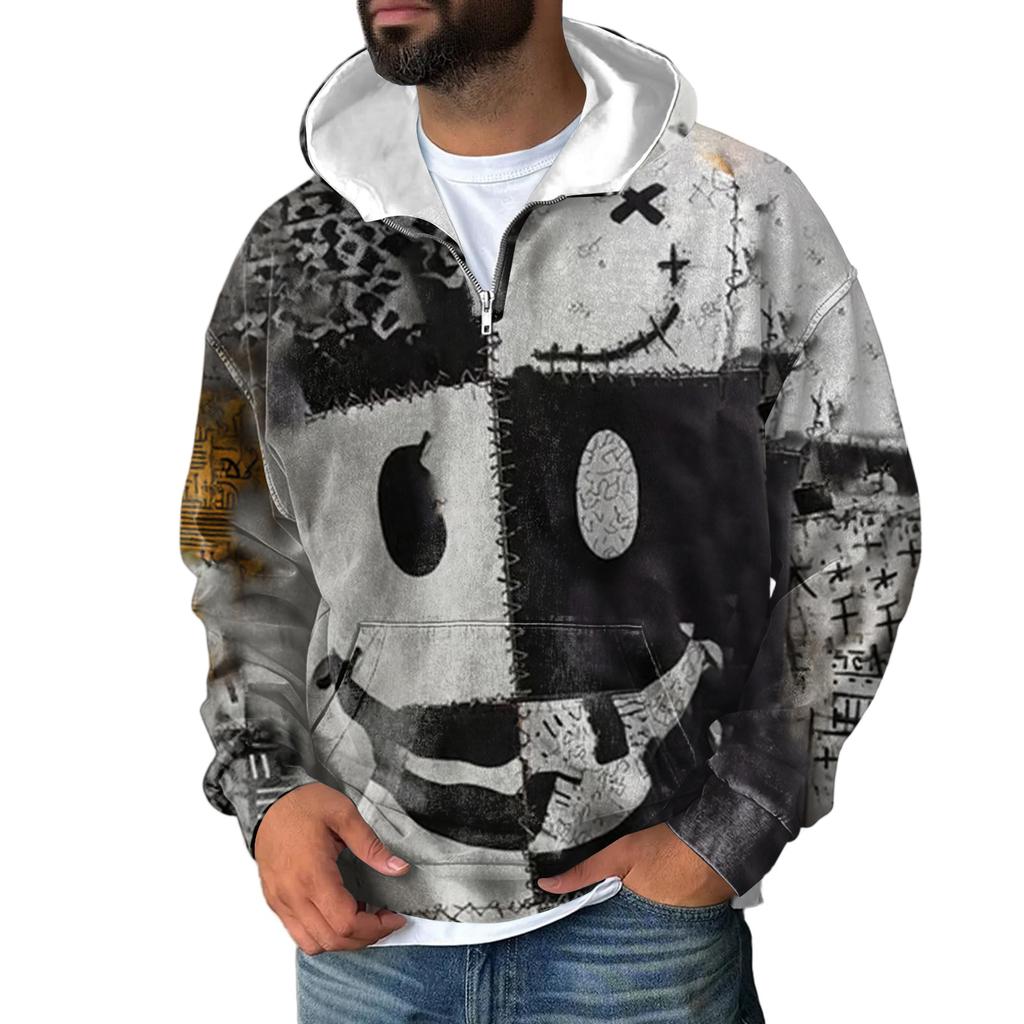 Men Zipper With Pockets  Vintage Hoodies Casual Sweatshirts Lightweight
