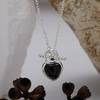 Earrings Jewelry S925 Sterling Silver Inlaid With Natural Black Agate Love Necklace Women'S Collarbone Chain Cute Sweet Versatile