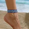 Summer Fashion Multilayer Rice Beads Starfish Pendant Anklet for Women Female Boho Colorful Zircon Beach Foot Ankle Chain Gifts