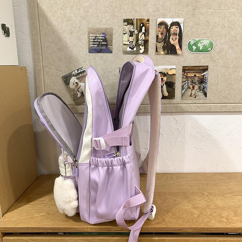 Cute Color Matching Schoolbag Women's Large-capacity Backpack Sweet Girl Primary and Secondary School Students Backpack Girls High Value
