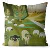 Art Oil Painting Pillow Cover Pastoral Forest Green Flower Home Light Luxury Pillow Sofa Car Bedside Cushion Cover