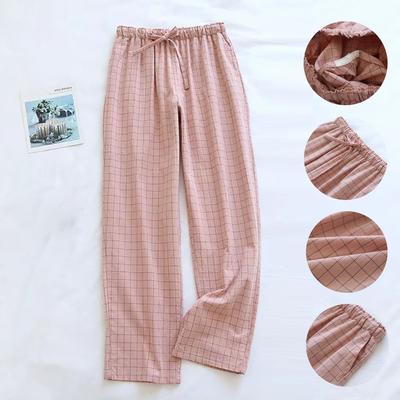 Plaid Sleeping Pants Cotton Trousers Hot Home Wear  Woman