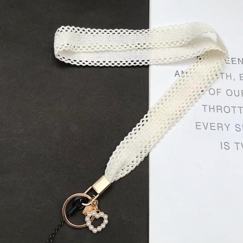 Korean Style Pearl Heart Pendant Phone & ID Lanyard for Women