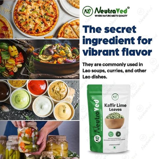 NeutraVed Kaffir-Limettenblätter Getrocknetes Zitrusaroma Kochen, für südasiatische Gerichte, Thailändisches Essen Makrut Grüner Tee (10 g)