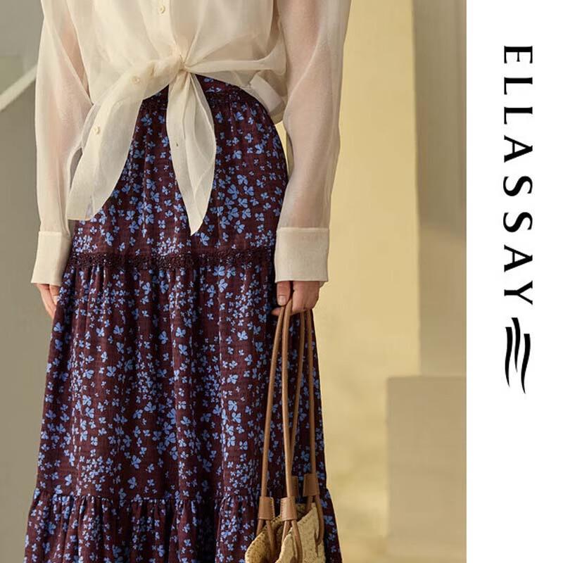 ELLASSAY French Retro Floral A-Line Skirt