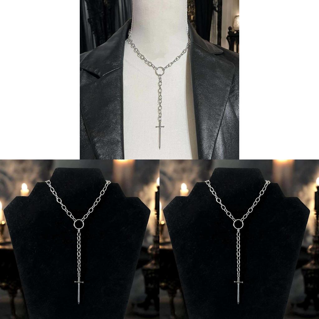 Gothic Dagger Pendant Chain Jewelry For Women With Zinc Alloy Charm