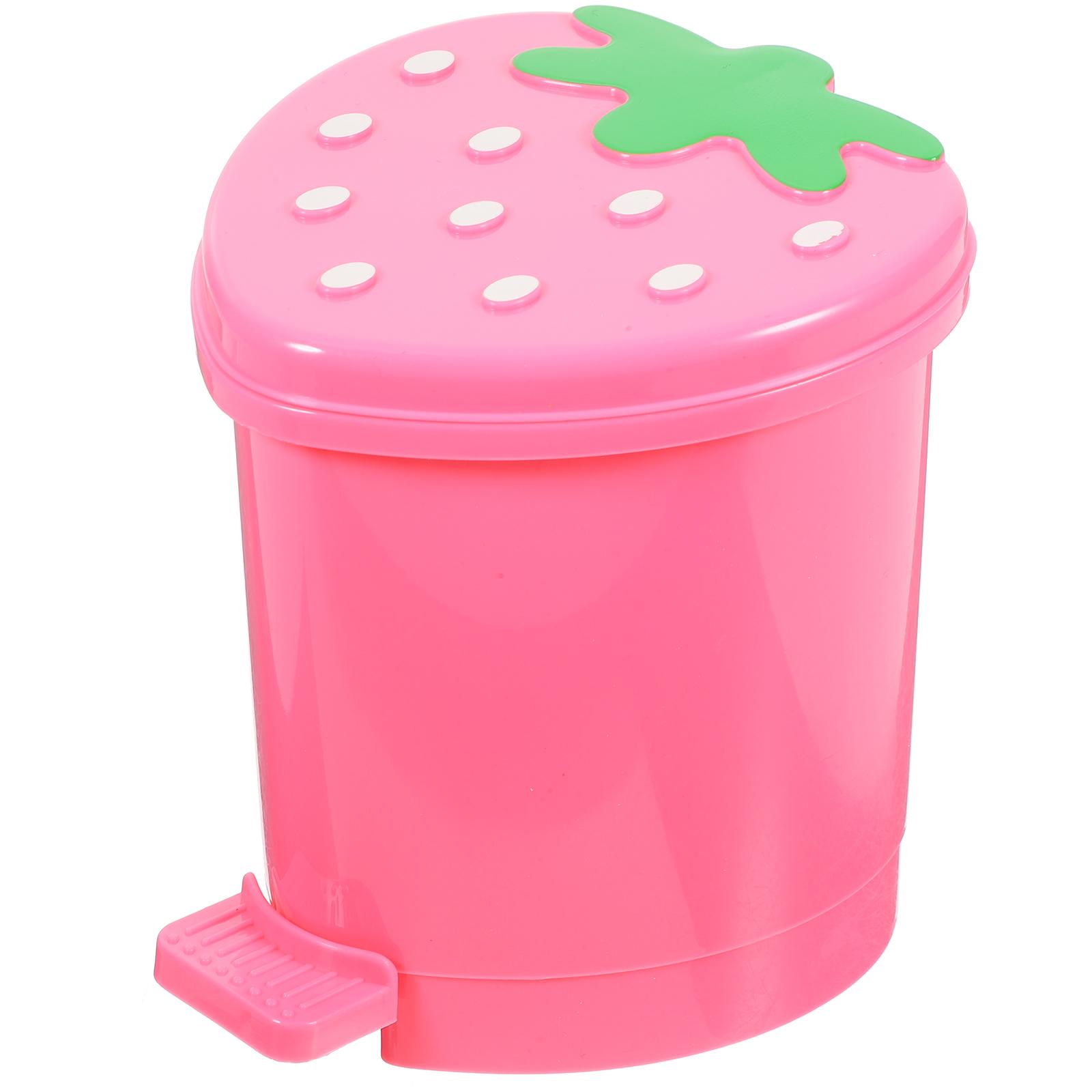 

Desktop Trash Can Office Dormitory Bin Garbage Strawberry Shaped Small Decorate розовый