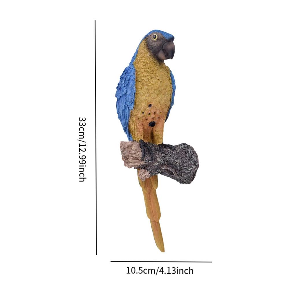 Voice Recording Parrot Tree Hanging Ornament 10.5x9.5x33cm Multipurpose Hand Painted Bird Figurine Garden Decoration Resin Craft
