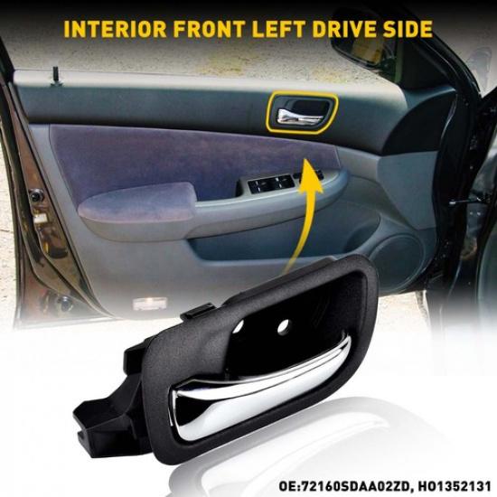 Front ide Handle Door Black Driver Left Side LH Fit 03-07 Accord Honda Sedan