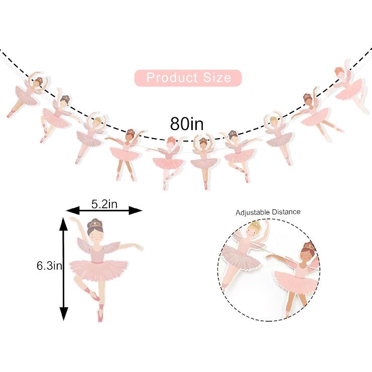 Ballet Girls Birthday Decorations - Ballerina Party Garland,Pink Ballet Banner,Girls Dance Party Hanging Garland Photo Props,Ballerina Wedding Party