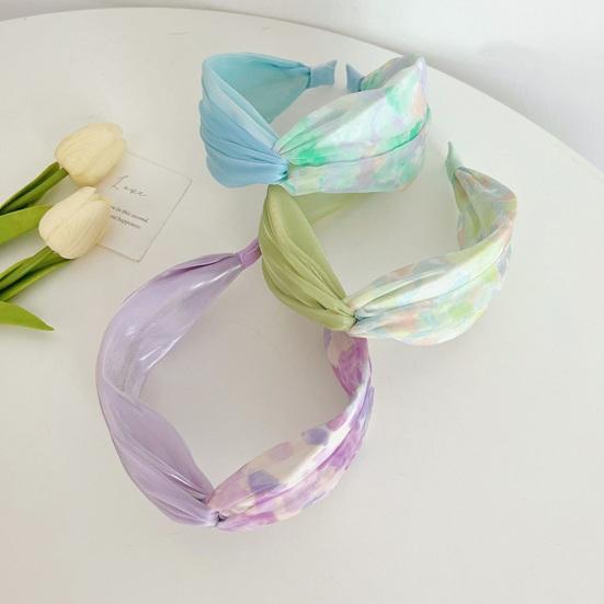 2 Piezas Diadema para Mujer Color Tie-Dye Diseño de Nudo Tejido Suave Aro Ancho para el Cabello Ligero Elástico Accesorio para el Cabello