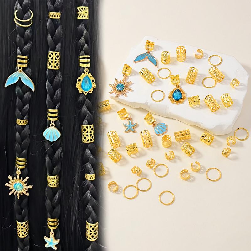 1Set Starfish Conch Pendant Artificial Pearl Summer Y2K Dreadlock Hair Jewelry Accessories For Braids For Girls Music Festival