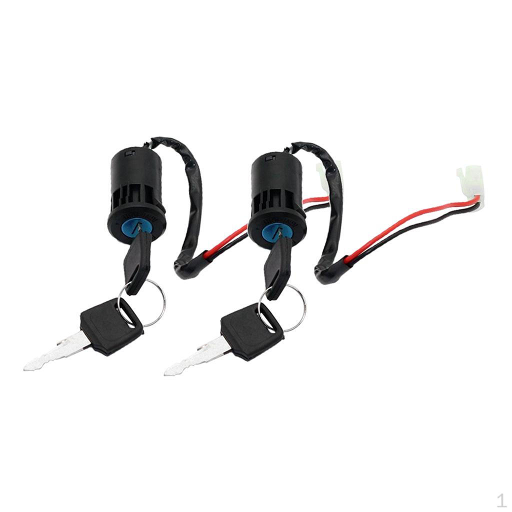 

2x Ignition Key Switch Electric 2 Wires Keys For ATV Dirt Scooter Kart Bike