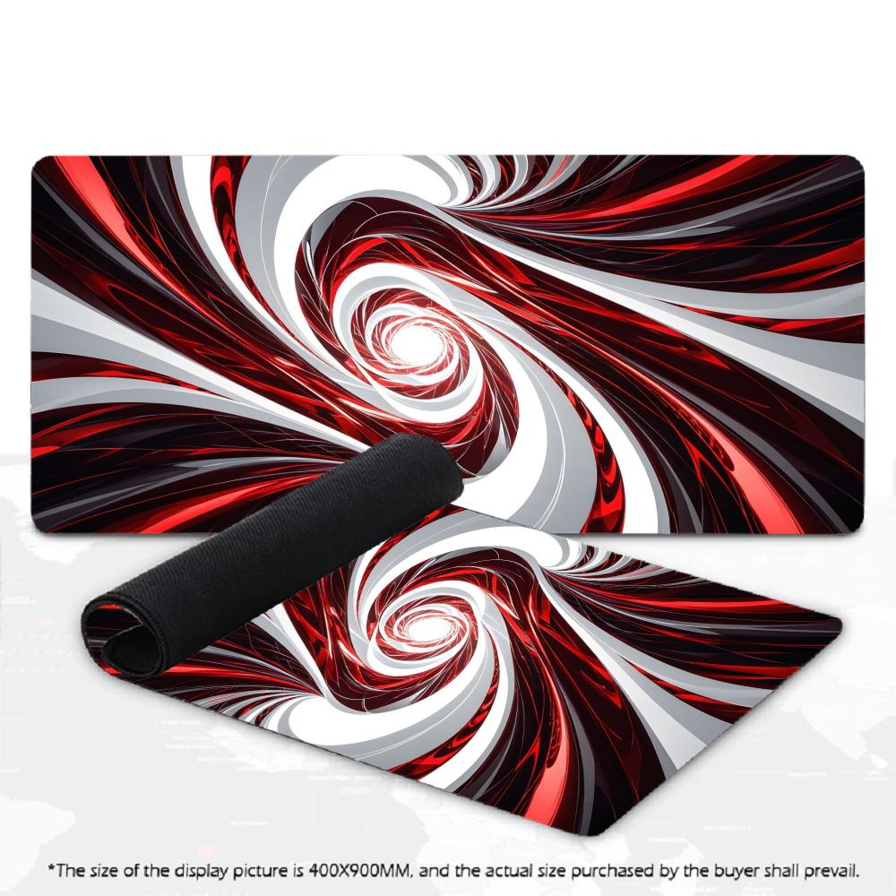 XXL Rot Silber 3D Spiral Kristall Mauspads Abstrakt Wirbel Schreibtischunterlage Rutschfeste Gummi Gaming PC Tastatur Schreibtischmatten Gamer Mauspads