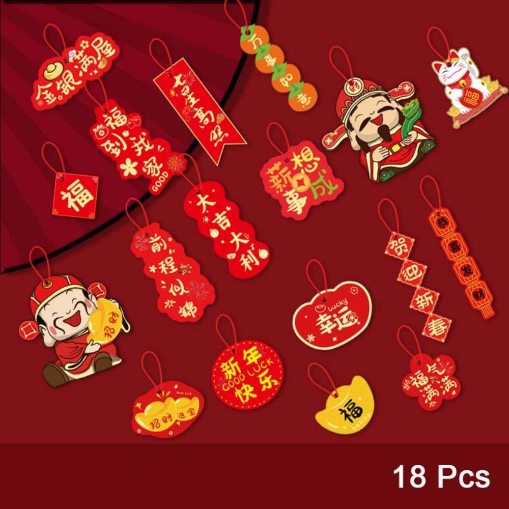 Red Hanging Pendant Tassel Greeting Cards Hanging Ornament Blessing Card Housewarming Potted Plant Decoration Chinese New Year