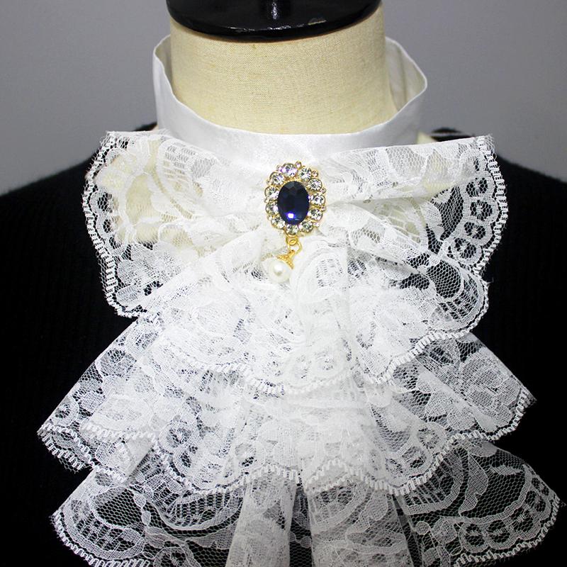 1Pc Small Collar With Gemstone Scarf Elegant Palace Ralph Collar Vintage Lace Decorative Collar Fake Collar Palace Lapel