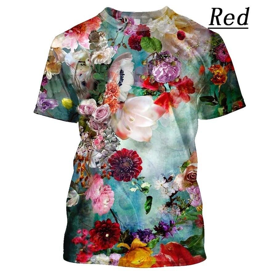 Summer Men/Women Hawaii T-Shirt Casual 3d Printing Colorful Flower Short-Sleeved Shirt XXS-6XL