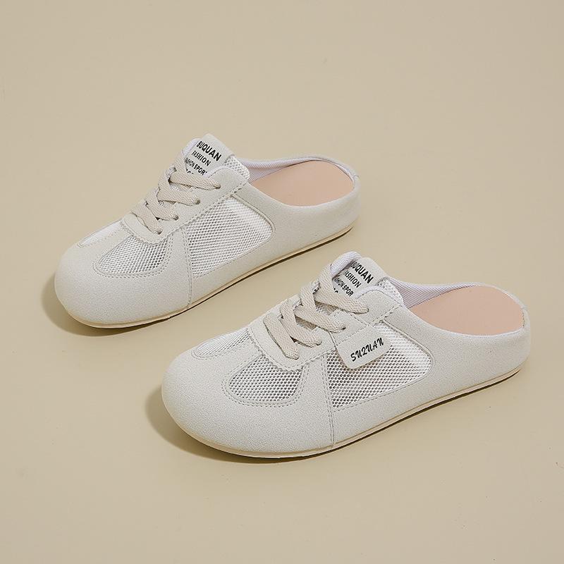 

Women s 2 spring new baotou one pedal little white shoes lazy half slippers K03 35 светло-серый