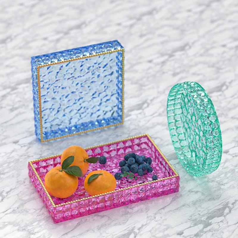 Diamond Pattern Storage Tray Coaster Mold Silicone Ornament Mold Resin Casting Molds for Making Faux Agate Slice Cup Mat
