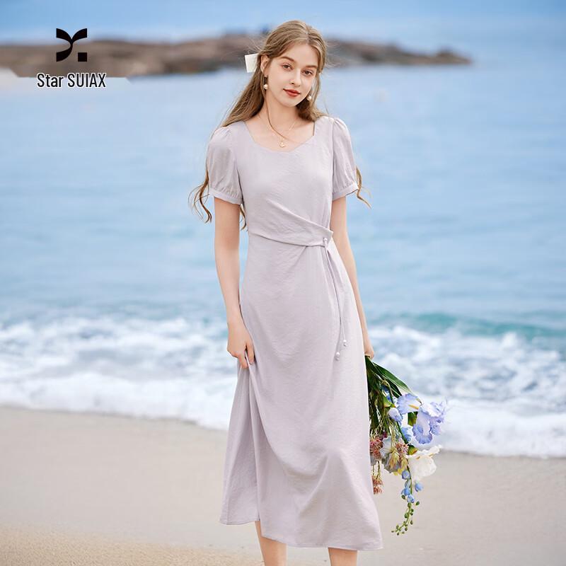 Women s French Square Neck Puff Sleeve Dress XL