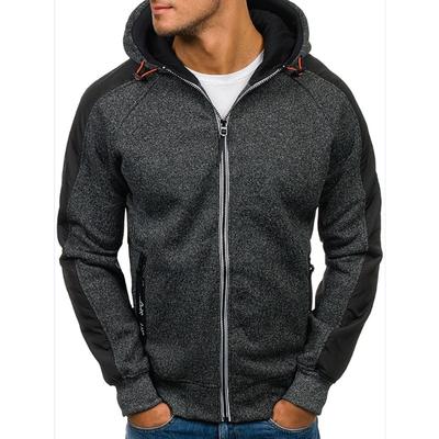 Men's Hooded Jacket Solid Zipper Sports Pocket Casual Grey Sweatshirt Cardigan Coats Autumn Winter