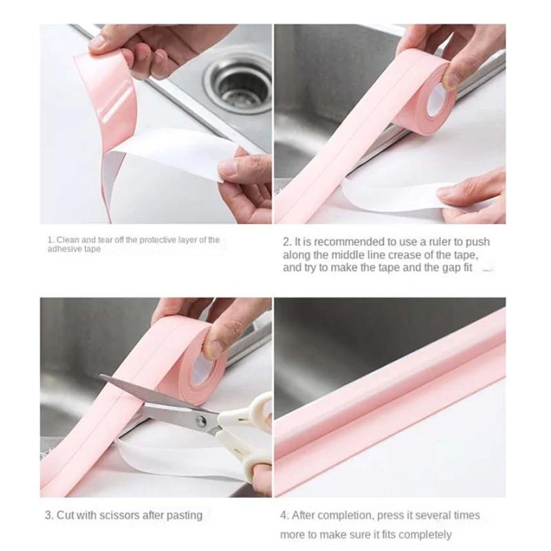 1 Roll of Kitchen Anti-mold and Waterproof Tape, Moisture-proof Kitchen and Bathroom Sink Gap, Beautiful Seam Toilet Sticker