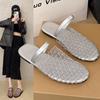 Soft Bottom One Pedal Two Wear Mesh Hollowed Out Bag Head Half Slippers Women's Outer Wear 2025 with Skirt Mary Jane Sandals Tide