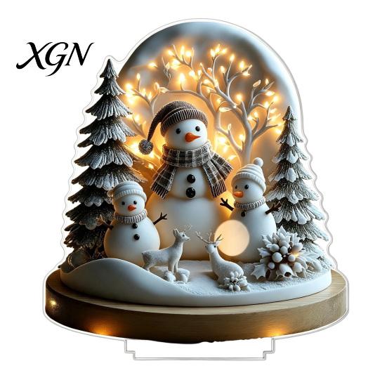 Christmas Theme Tabletop Ornaments Winter Ornaments, Double-sided Acrylic Snowman/Santa Claus/Reindeer/Cottage Table Seasonal Home Decorations