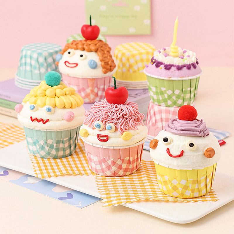 MEIDI Plaid Rolled-Edge Muffin Cups