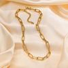 Chunky Link Paperclip Necklace, 18k Gold Plated Stainless Steel, Paper Clip Chain Choker For Women Gift