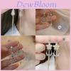 Asymmetric Pearl Moon Flower Long Drop Earrings With Sparkling Cubic Zirconia For Women