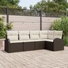 VidaXL 5-Piece Garden Sofa Set with Brown Poly Rattan Cushions 3346038